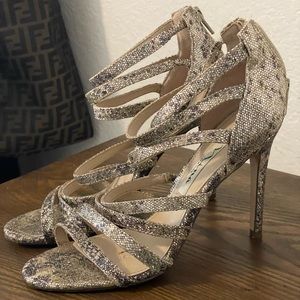 Glitter strap heels